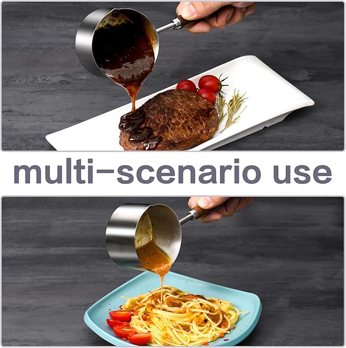 stainless steel mini pot - butter warmer, 8.5fl oz (250ml) coffee/milk warmer, mini sauce pan for