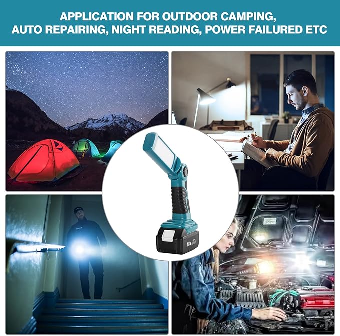 YEX-BUR 12W 1000LM LED Flashlight Work Light for Makita 18V Battery, Jobsite Handheld Spotlight