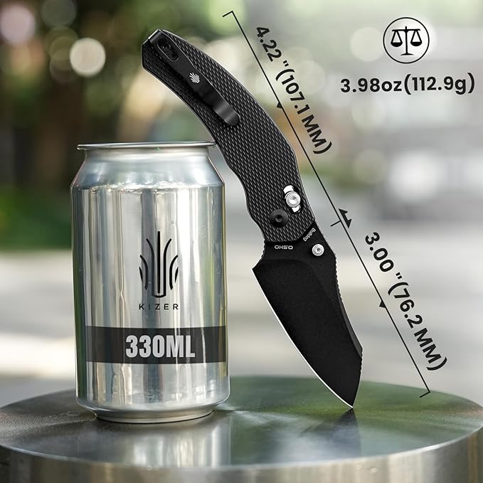 Kizer Bulldog Pocket Knife, 3 In Nitro V Steel Blade Folding Knife Aluminium Handle Camping Hunting