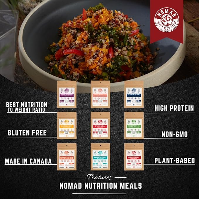 Nomad Nutrition Sampler Pack | 9 Freeze-Dried Meals: Hungarian Goulash, Shepherd?™s Pie, Kathmandu