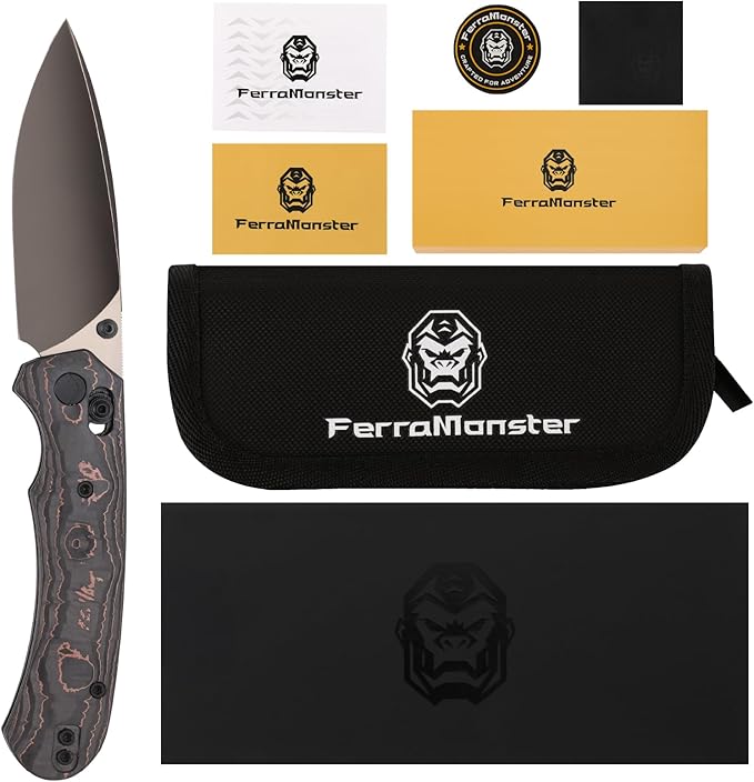 Folding Pocket Knife,3.31” M390 Blade,Erogonomic Titanium Handle,Hunting Survival Knife,EDC Knife
