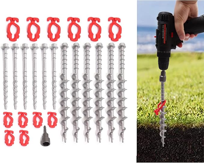 12 Pcs Aluminum Ground Anchors, Non-Rust Cast Tent Stakes Heavy Duty Metal Tent Stakes Pegs Ideal