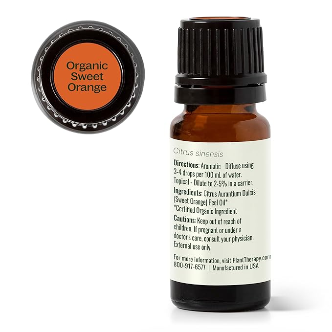 Plant Therapy Sweet Orange Organic Essential Oil 100% Pure, USDA Certified Organic, Undiluted