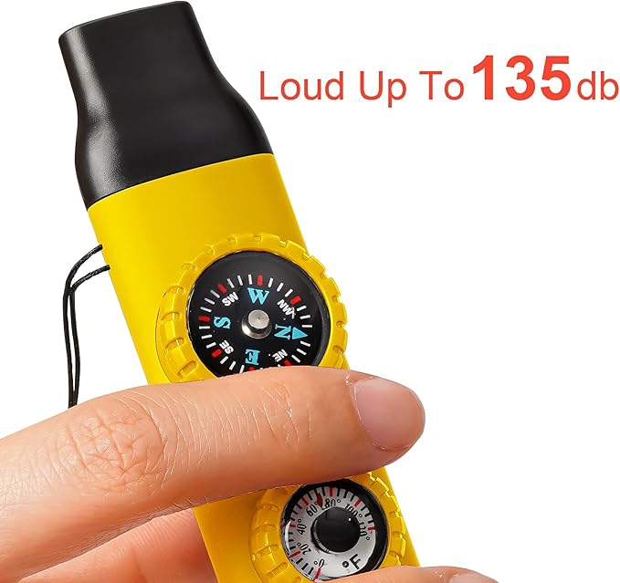 Emergency Survival Safety Whistle，Whistle for Kids with Lanyard,Compass,Thermometer,Ideal for