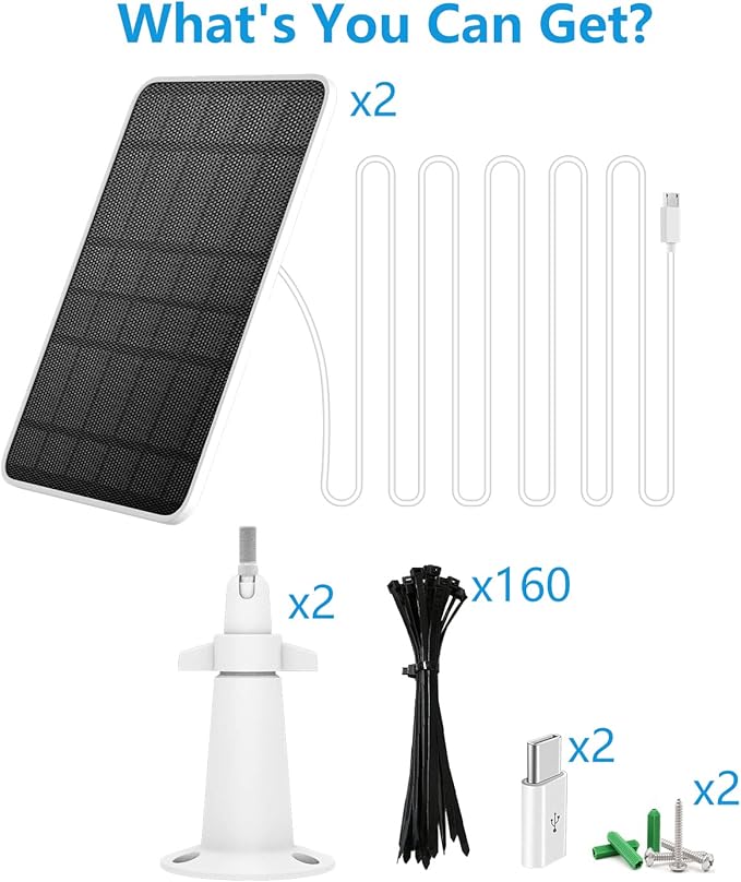 Solar Panel Charger Compatible with Eufycam 3/3C/2C/2C Pro/E40/E20/2/2 Pro/E/L20/L40/Solo/SoloCam