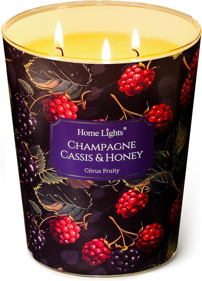 HomeLights Scented Candles for Women & Men, 34oz Candle Jars Aromatherapy 3-Wick Candle, Ideal for