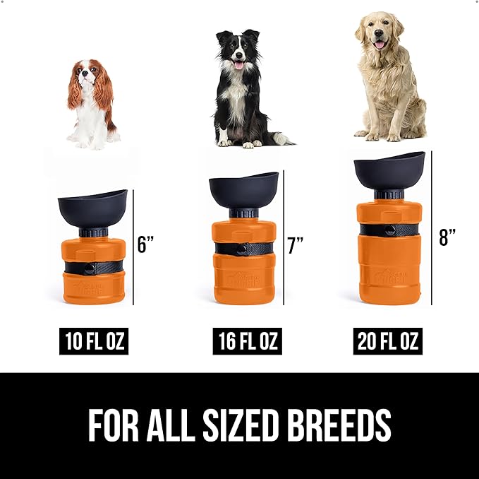 GORILLA GRIP Dog Water Bottle, Portable Water Bowl Dispenser for Dogs, 20 oz Leak Proof Pet Travel