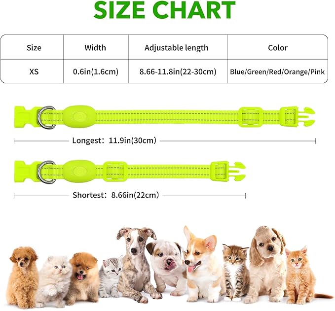 illumifun LED Dog Collar for Puppy, USB Rechargeable Light Up Collar, Lightweight Nylon Glowing Dog
