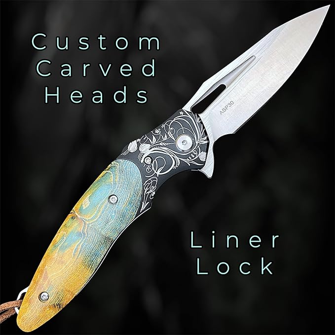 TACTICAL GEARZ Premium EDC Folding Pocket Knife, ASP30 Steel Drop Point Blade, Ball Bearing Pivot