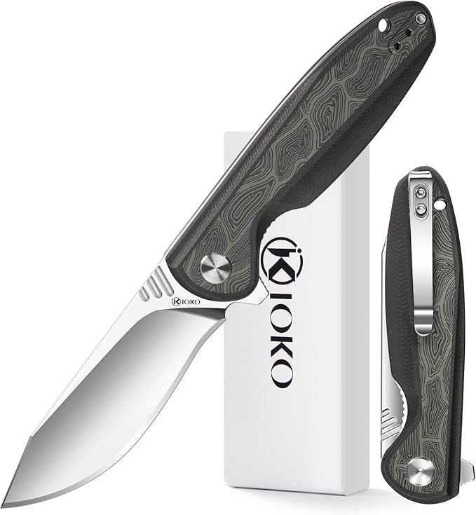 ioko Folding knife D2 blade material, G10 two-color handle, suitable for men and women outdoor