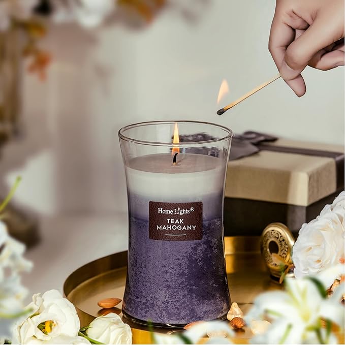 HomeLights 3-Layer Candles for Home Scented, 21.52 OZ Natural Soy Wax Scented Candles Burns Up to