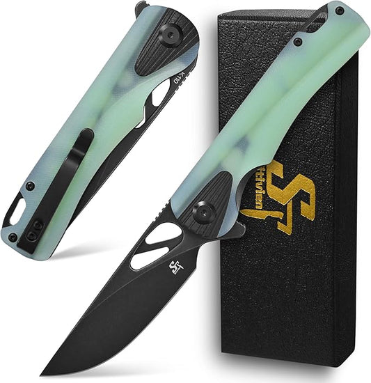 Sitivien ST165 Folding Knife,K110 Steel Blade with G10 Handle EDC Tool Knife Pocket Knife for