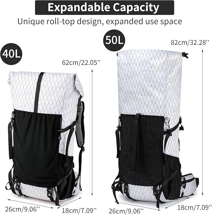 Hiking Backpack,40L to 50L Extra Large Capacity Hiking Bag,Internal Frame Camping Backpack,Upgraded