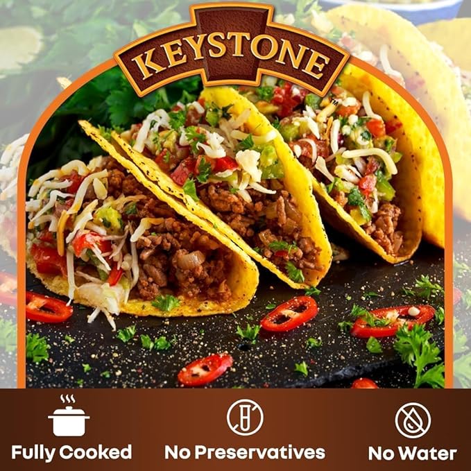 Keystone Meats All Natural Heat and Serve Ground Beef 14 oz – Fully Cooked Canned Meat – Ready to