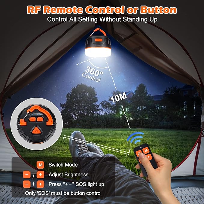 Sinvitron LED Camping Lantern Rechargeable with Remote Control - 1000LM 150H Runtime Tent Light