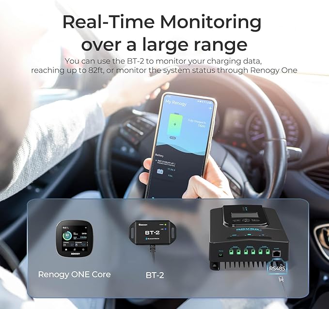 Renogy Solar Charge Controller (Bluetooth) -Rover 30A 12V24V Auto DC Input MPPT Charge Controllers