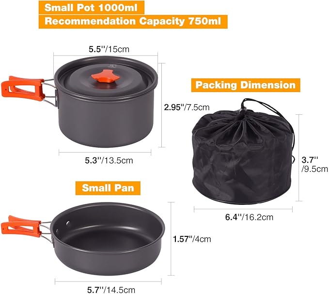 REDCAMP 6/10/11/12/14/15/19 PCS Camping Cookware Mess Kit Camping Gear Campfire Utensils