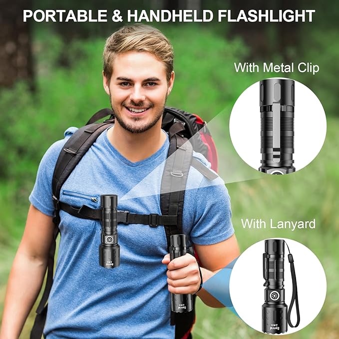 Banral Flashlights High Lumens Rechargeable, Super Bright LED Small Powerful Flashlight with Memory