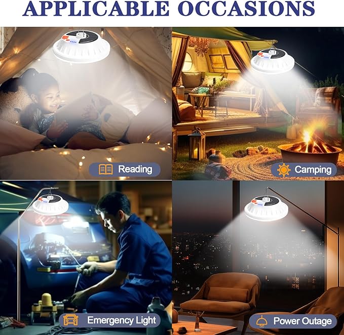 Solar Camping Light with Remote 6000LM, Rechargeable Hanging Light Portable LED for Home, Tent