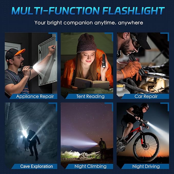 Tactical Flashlight with Holster for Duty Belt, 1300 High Lumen Police Flashlight - 6 Mode