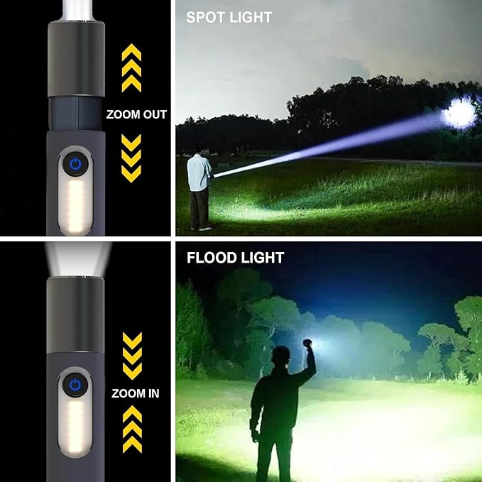LED Rechargeable Flashlights, Zoomable 4 Modes 1000 Lumens, IPX4 Waterproof & Type-C Powerful