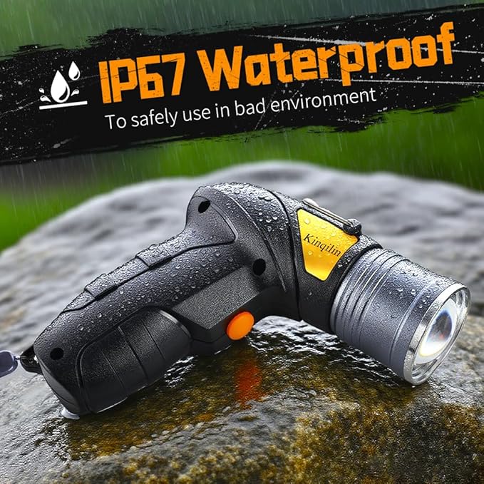 Rechargeable Spotlight with Adjustable Focus,2000LM,12H Long Lasting Handheld Spotlight with