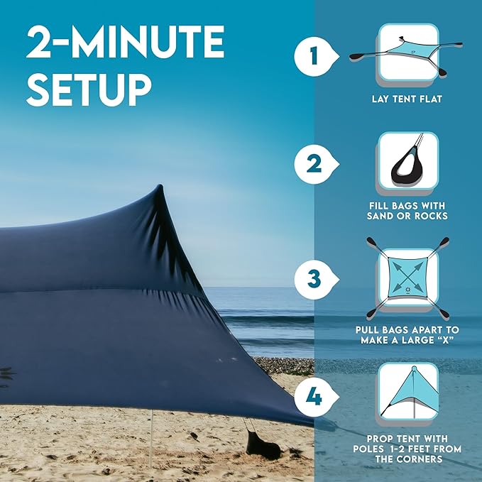 Neso Gigante - Portable Beach Tent - Ideal to Enjoy with Family and Friends - UPF 50+