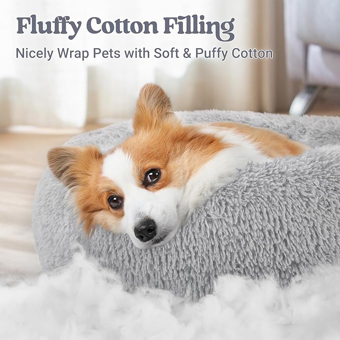 rabbitgoo Calming Dog Bed for Small Medium, 30 inches Pet Bed Machine Washable, Non-Slip Round