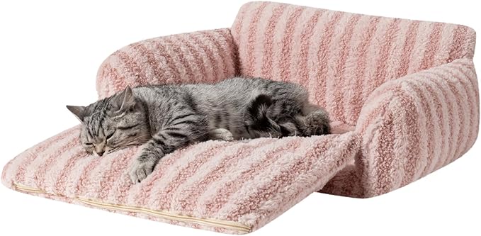 Hollypet Cat Bed Fluffy Plush Mutifuctional Double-Layer Soft Pet Couch Orthopedic Sofa Nest Beds