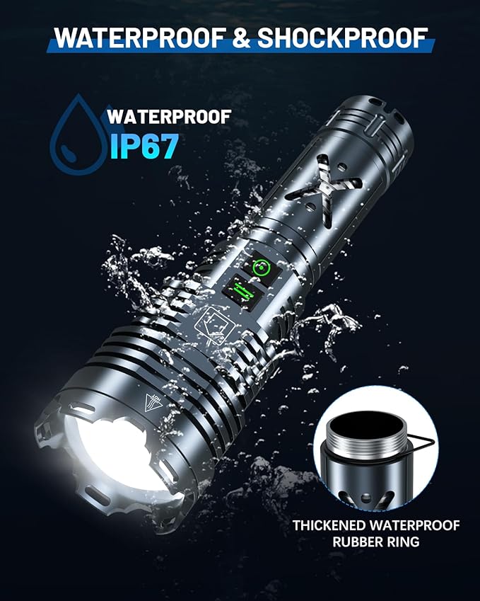 Super Bright 5500.000 High Lumens Flashlights Rechargeable, Powerful LED Flashlight 6 Mode