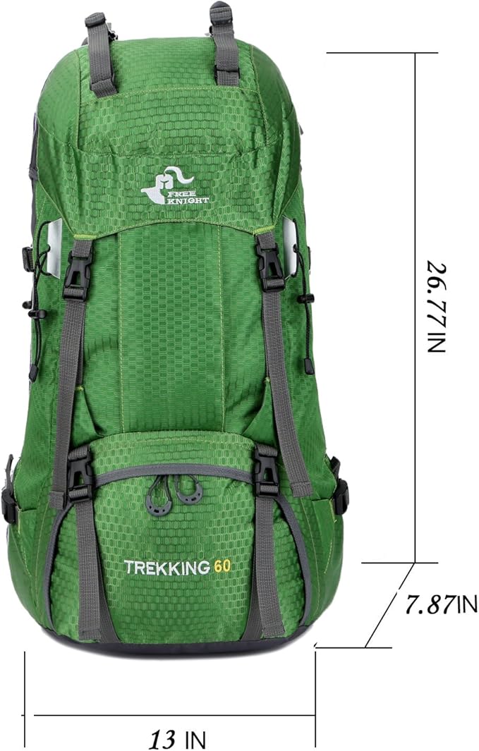 Bseash 60L Waterproof Hiking Camping Backpack with Rain Cover, Large Outdoor Sport Travel Daypack