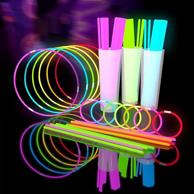 Glow Fever 209pcs Glow Sticks Bulk Party Pack includes 100 8" Glow Sticks and 109 Accessories, with