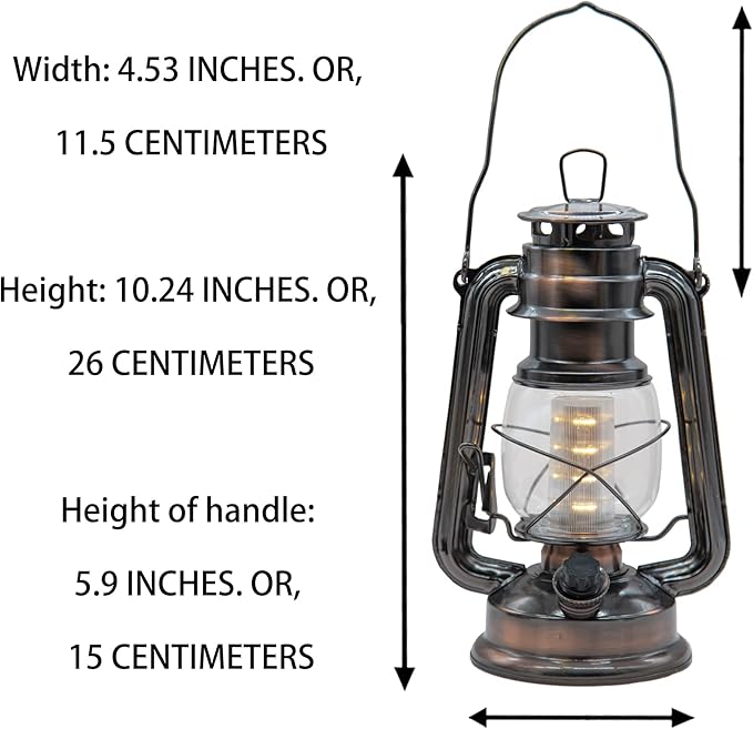 YAKii LED Vintage Lantern Metal Hanging Hurricane 12 LED Dimmer Switch Warm White Battery Operated