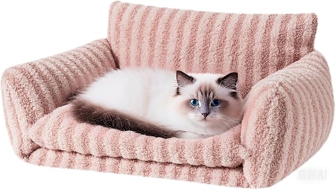 Hollypet Cat Bed Fluffy Plush Mutifuctional Double-Layer Soft Pet Couch Orthopedic Sofa Nest Beds