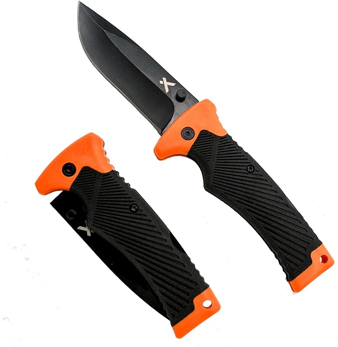 Ultimate Folding Knife, 3.6" Steel Blade, EDC Knife with Rubberized Grip, Includes Sheath with Belt