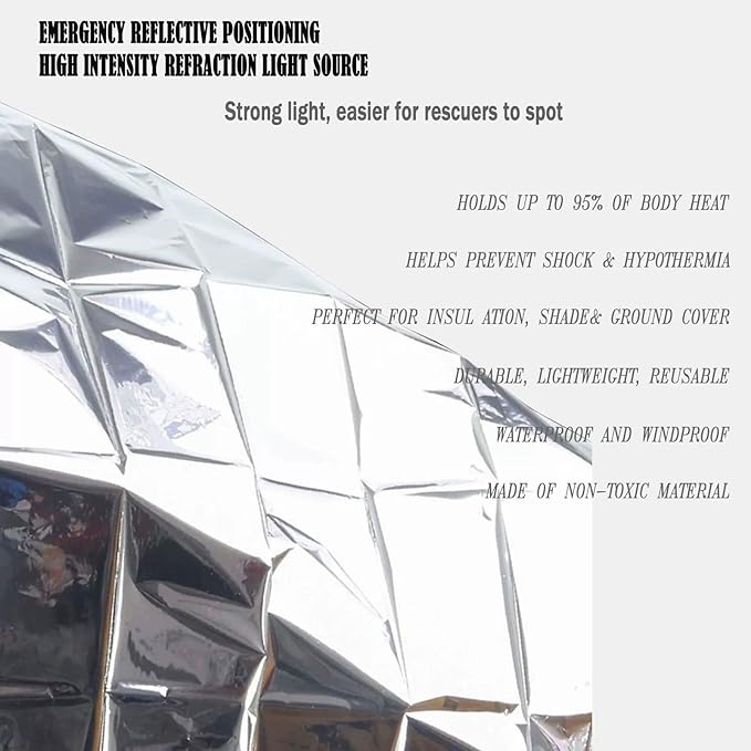 4-Pack Mylar Emergency Thermal Blankets - Waterproof Windproof Survival Gear for Camping, Hiking &