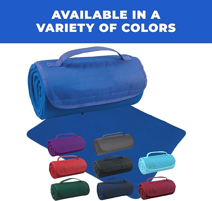 25 Ct of Roll-Up Blankets for Camping, Travel, Outdoors, Beach, Picnics – Dark Blue – Hook + Loop