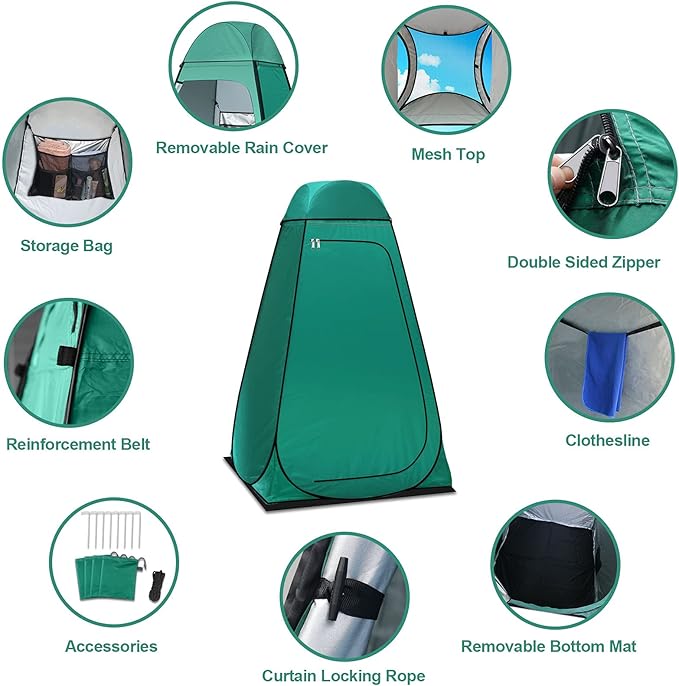 anngrowy Shower Tent Pop-Up Privacy Tent Camping Portable Toilet Tent Outdoor Camp Bathroom