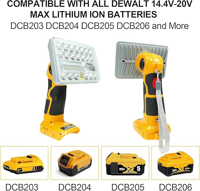 Flashlight for Dewalt 20V Battery, 20v Work Light, 18W 2000LM Portable Floodlights and Spotlight