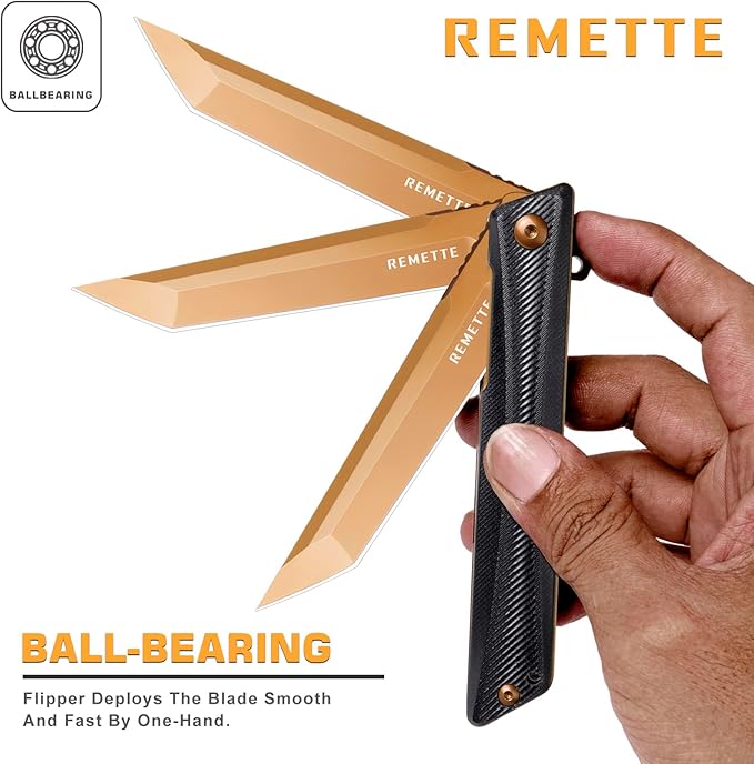 Pocket Knife GD22K, Flipper Open D2 Steel Tanto Folding knife with Durable G10 Handle,Men Women