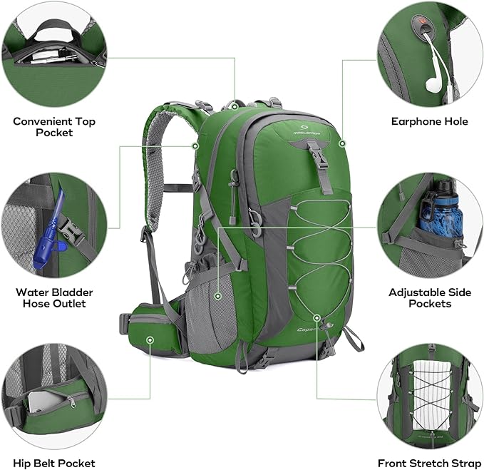 Maelstrom Hiking Backpack,Camping Backpack,40L Waterproof Hiking Daypack with Rain