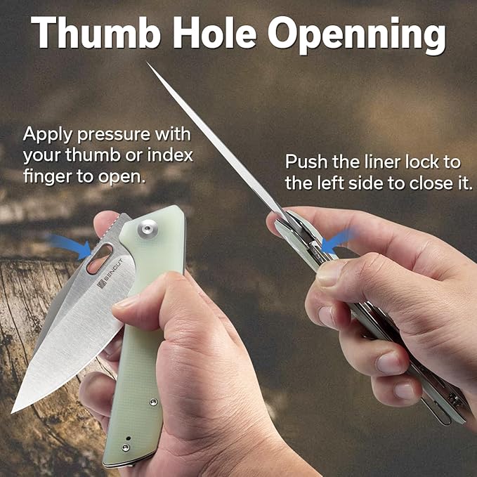 SENCUT GlideStrike Pocket Knife for EDC, Folding knife with Thumb Hole Openning, Textural Coarse