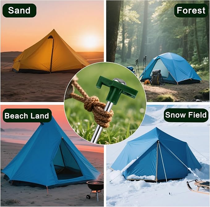 10 Pack Tent Stakes - 9.75 Inch Galvanized Non-Rust Ground Stakes Heavy Duty Canopy Anchors Metal