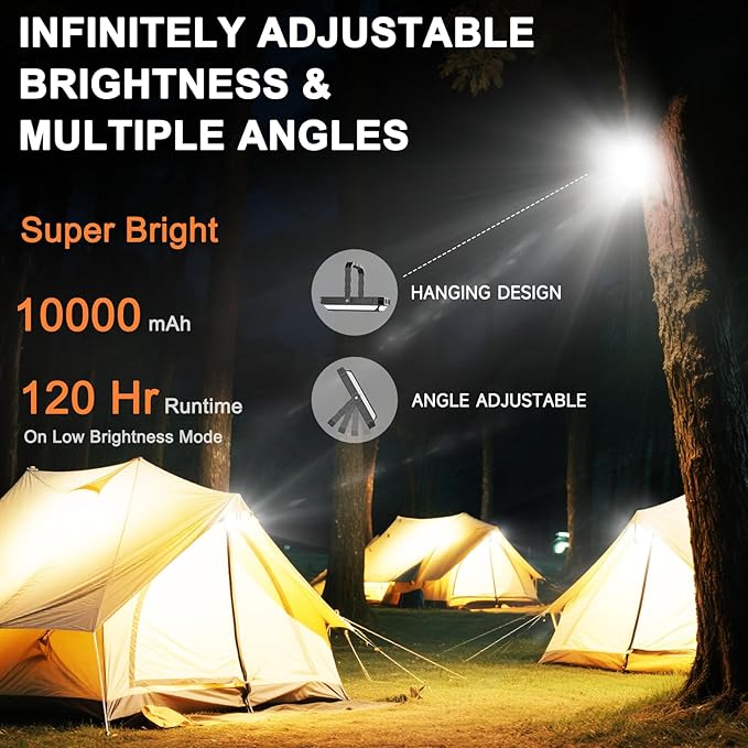 Camping Lantern LED Rechargeable - up to 120+ Hours, 10000mAh Portable Camping Lights with Redlight