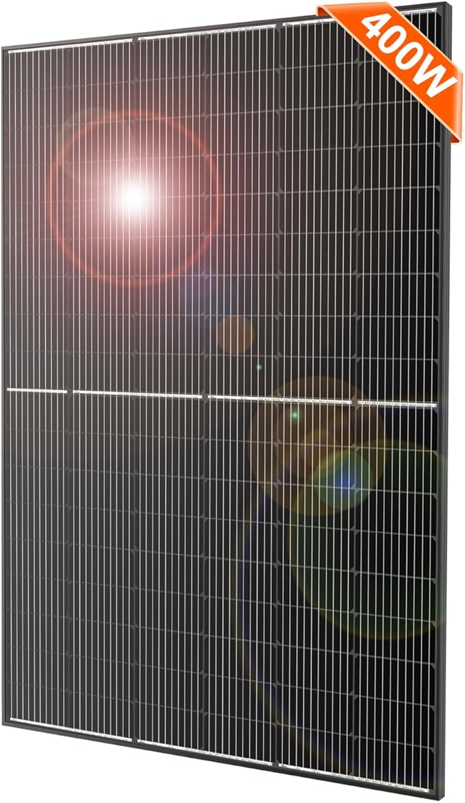 DOKIO 400W Mono Solar Panel 12/24V, Includes 3 m MC4 Leads for Garden/Yard - Greenhouse/Shed/Patio