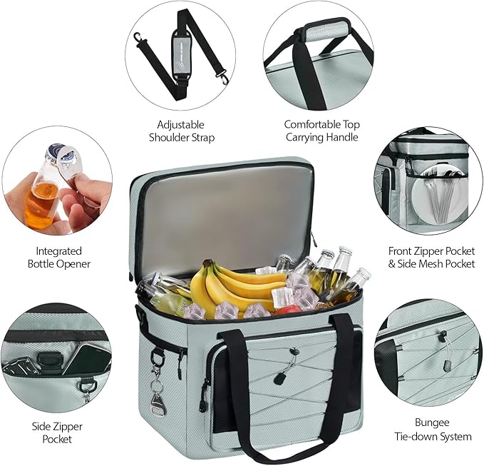 Maelstrom Collapsible Soft Cooler Bag, 24/30/60/75 Cans Beach Cooler, Ice Chest, Leakproof &