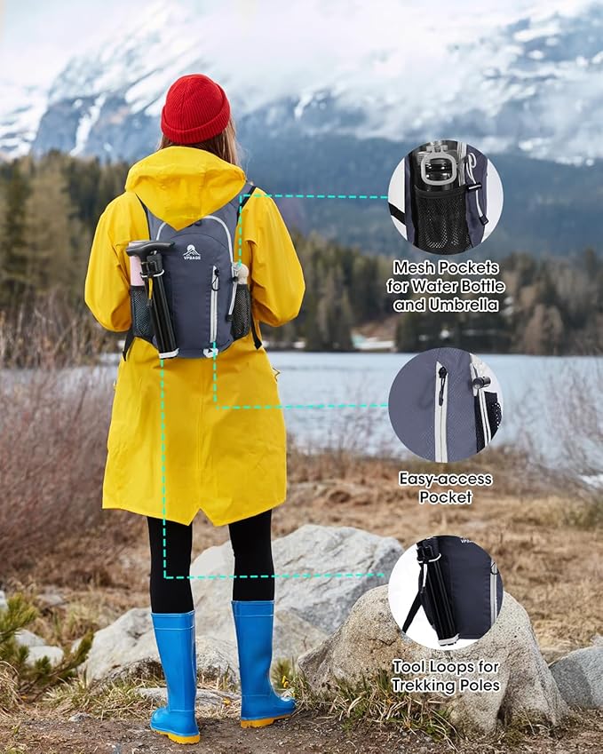 Small Hiking Backpack with Front Phone Holder, Packable Back pack with Chest and Waist Strap
