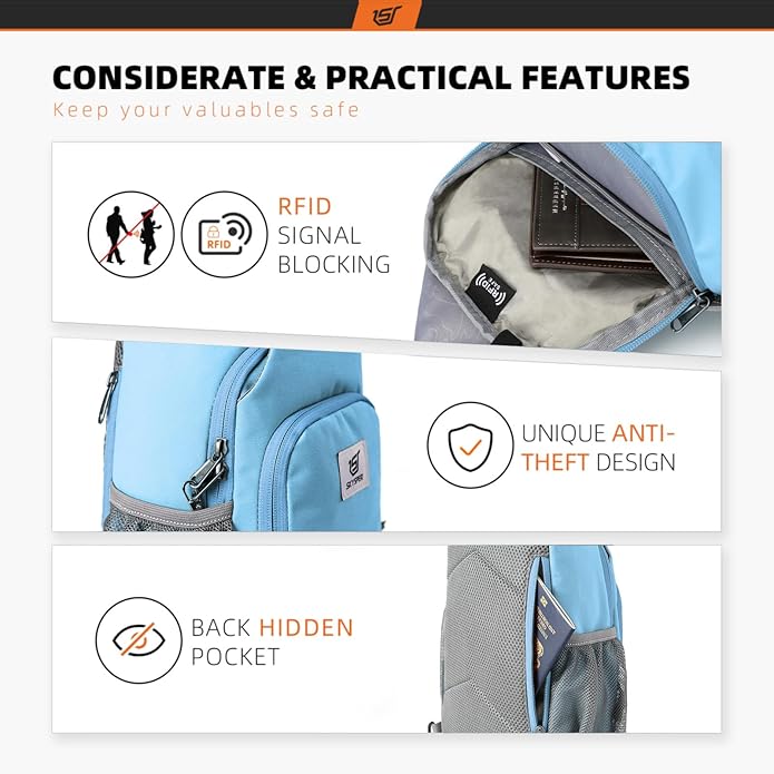 SKYSPER Sling Bag RFID Crossbody Sling Backpack Cross Body Shoulder Bag Travel Hiking Daypack for