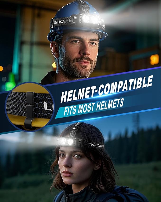 Headlamp Rechargeable 2PCS,4500L Super Bright Light Bright LED Rechargeable Headlight with White
