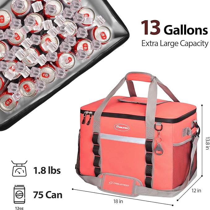 Maelstrom Collapsible Soft Cooler Bag, 24/30/60/75 Cans Beach Cooler, Ice Chest, Leakproof &